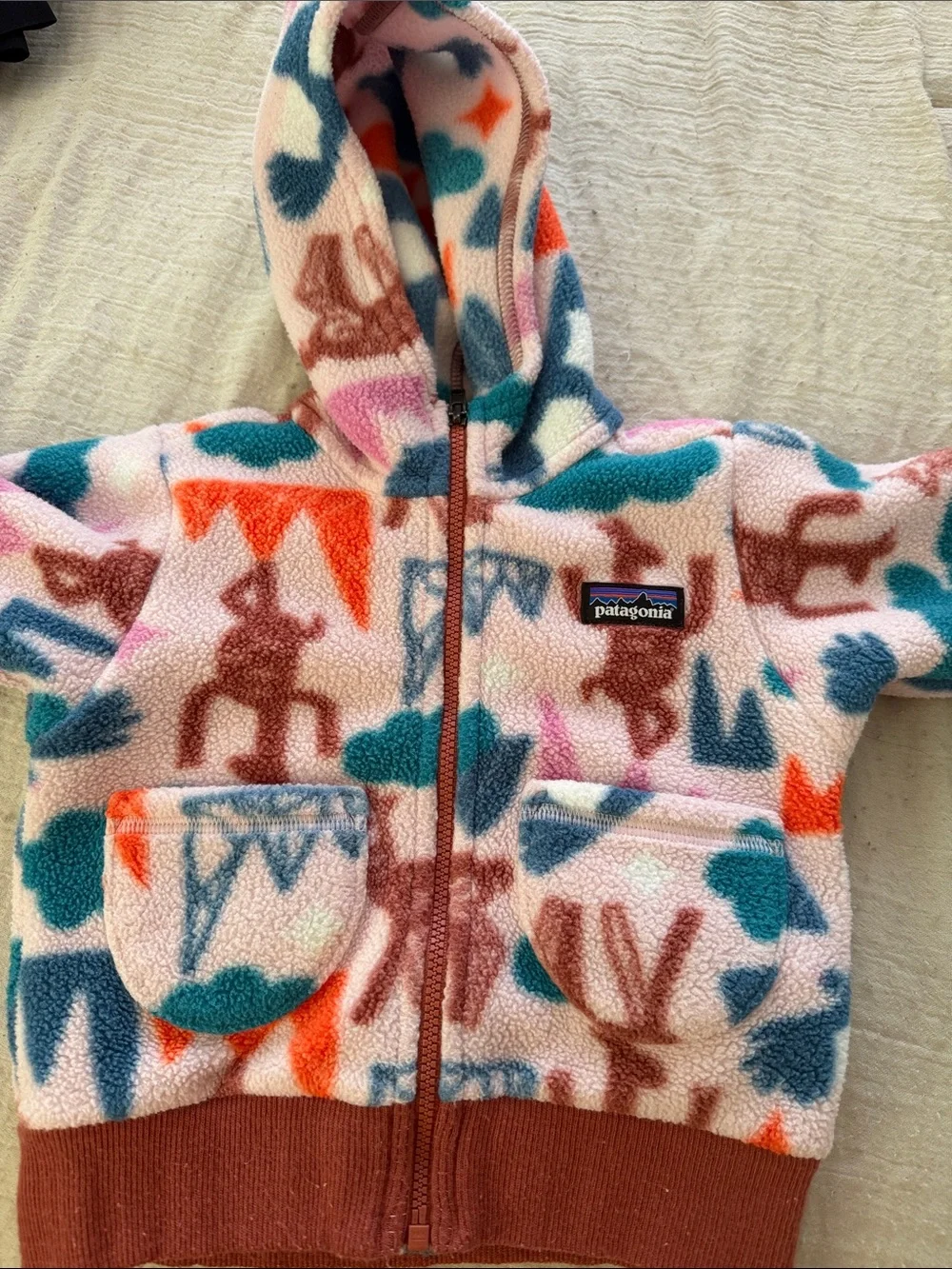 Patagonia Kids' Hooded Fleece Jacket - Pink, Teal, Rust, Orange